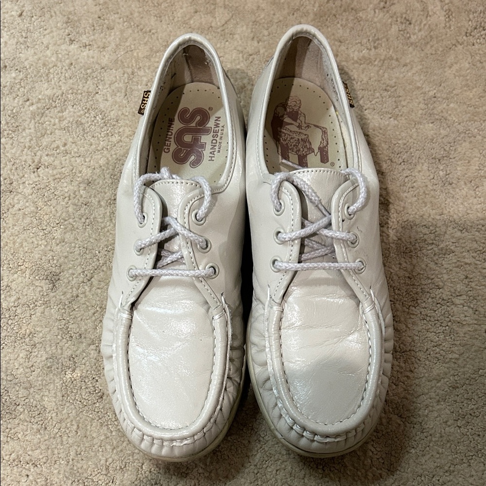 SAS White Leather Casual Lace-Ups